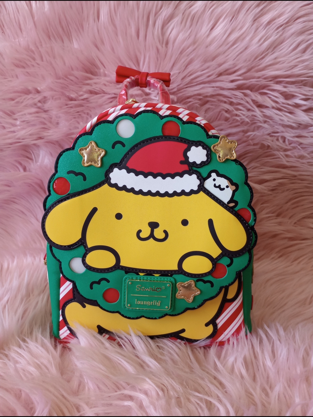 Loungefly Sanrio Pompompurin Christmas Wreath Light Up Mini Backpack